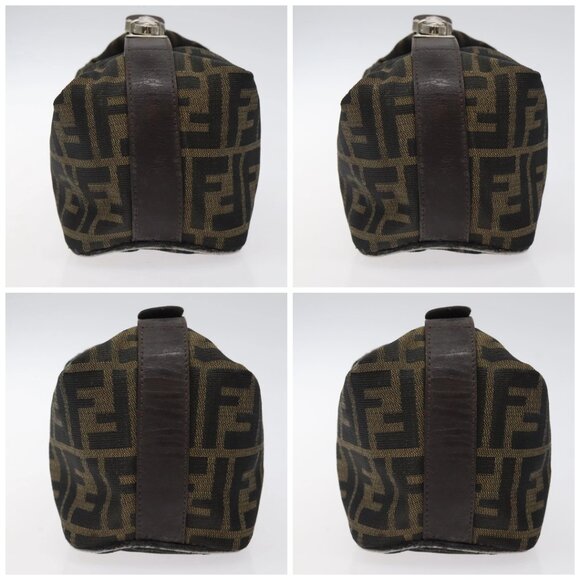FENDI Zucca Canvas Hand Pouch BagBlack Brown Silver Auth ar13639 - Picture 16 of 16